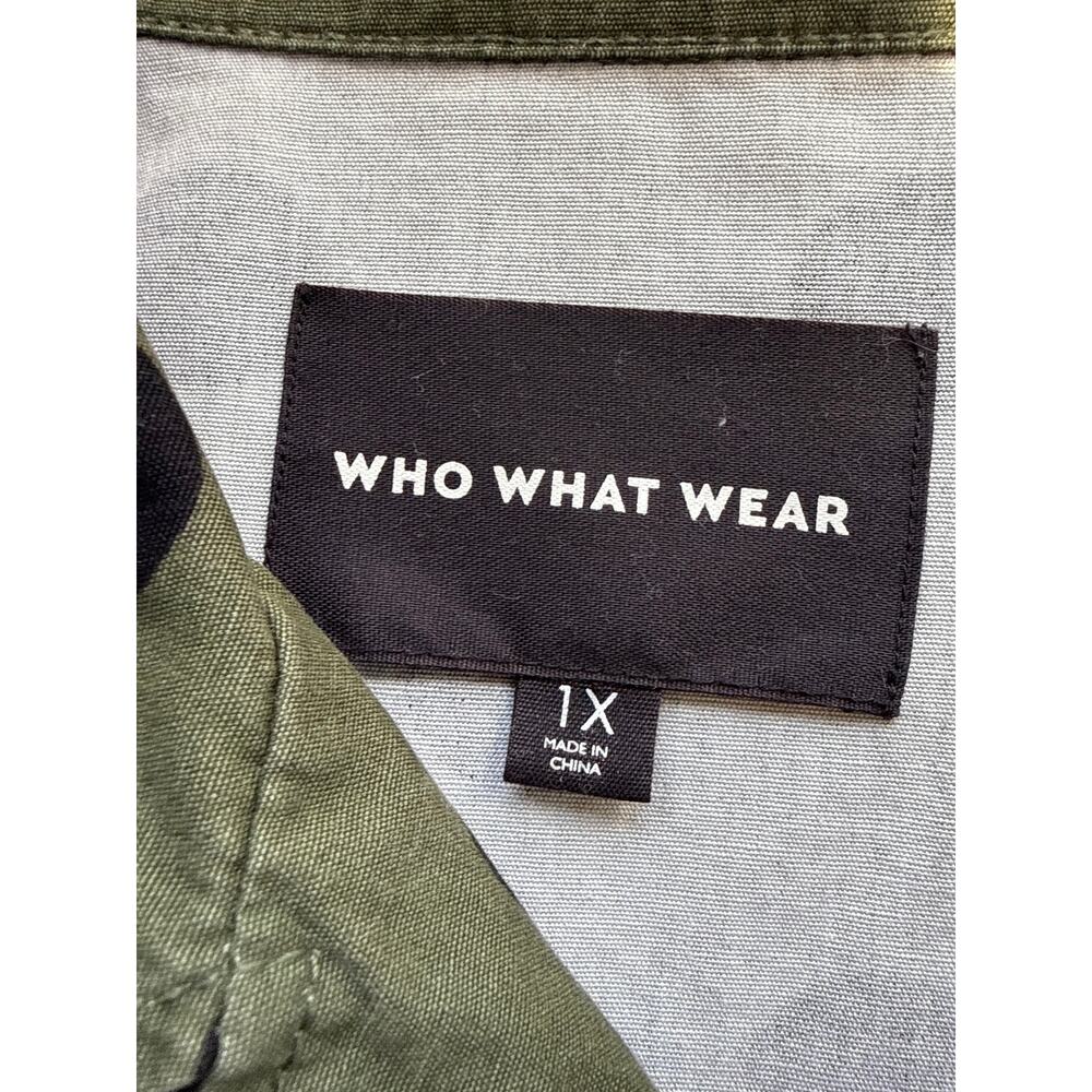 Who What Wear Utility Jacket in Army Green Black Polka Dot Size 1X - Picture 5 of 6
